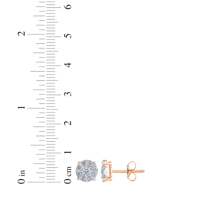 Main Image 3 of Multi-Diamond Circle Stud Earrings 1/2 ct tw 10K Rose Gold