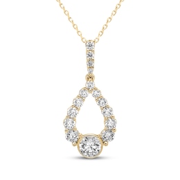 Milestones Diamond Teardrop Necklace 1-1/2 ct tw 10K Yellow Gold 18"