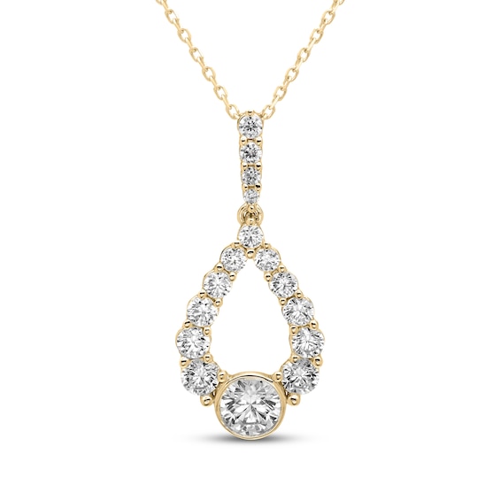 Diamond Teardrop Necklace 1-1/2 ct tw 10K Yellow Gold 18"