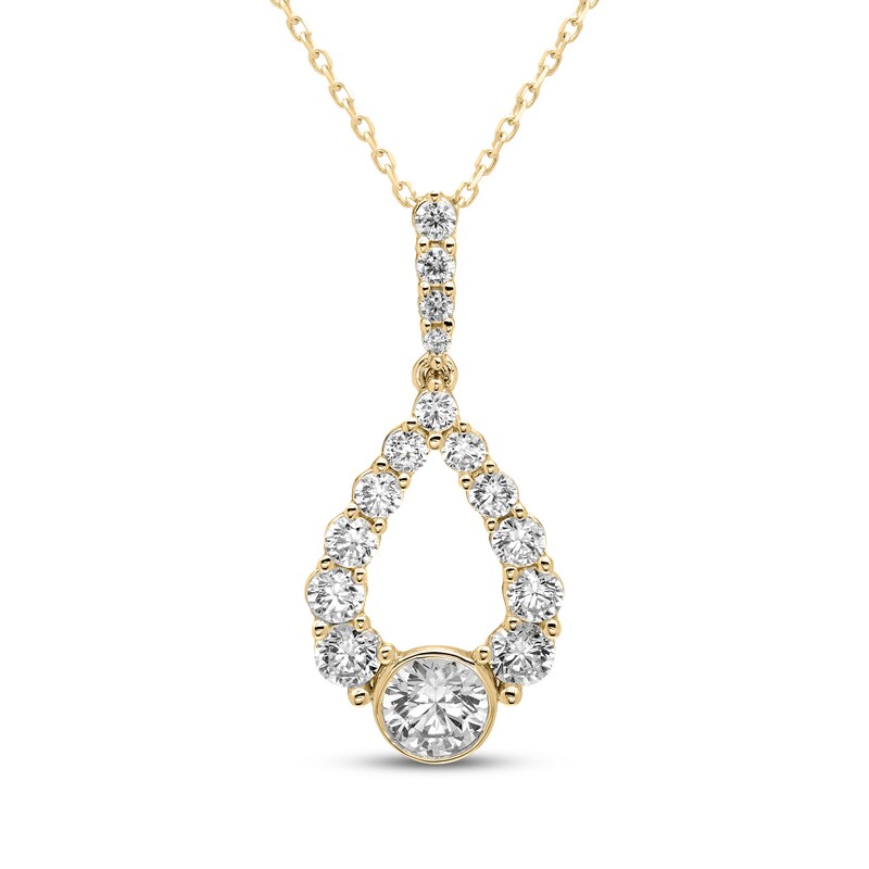 Main Image 1 of Milestones Diamond Teardrop Necklace 1-1/2 ct tw 10K Yellow Gold 18"