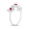 Thumbnail Image 2 of Marquise-Cut Lab-Created Ruby & White Lab-Created Sapphire Butterfly Ring Sterling Silver