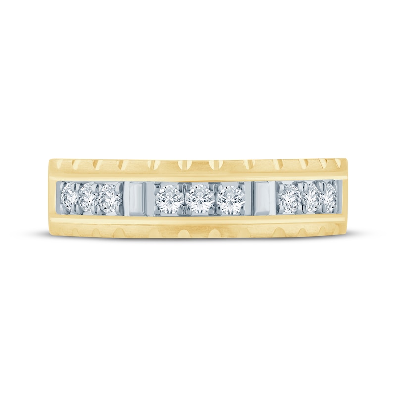 Main Image 3 of Now + Forever Men's Diamond Trios Wedding Band 1/3 ct tw 10K Two-Tone Gold
