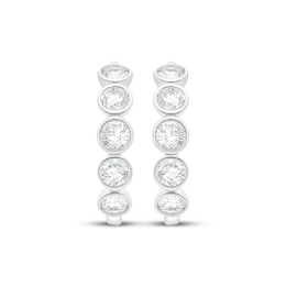 Lab-Grown Diamond Bezel-Set Five-Stone Hoop Earrings 2 ct tw 10K White Gold