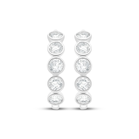 Lab-Grown Diamond Bezel-Set Five-Stone Hoop Earrings 2 ct tw 10K White Gold