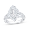 Thumbnail Image 1 of Now + Forever Marquise-Cut Diamond Double Halo Engagement Ring 1-1/2 ct tw 14K White Gold