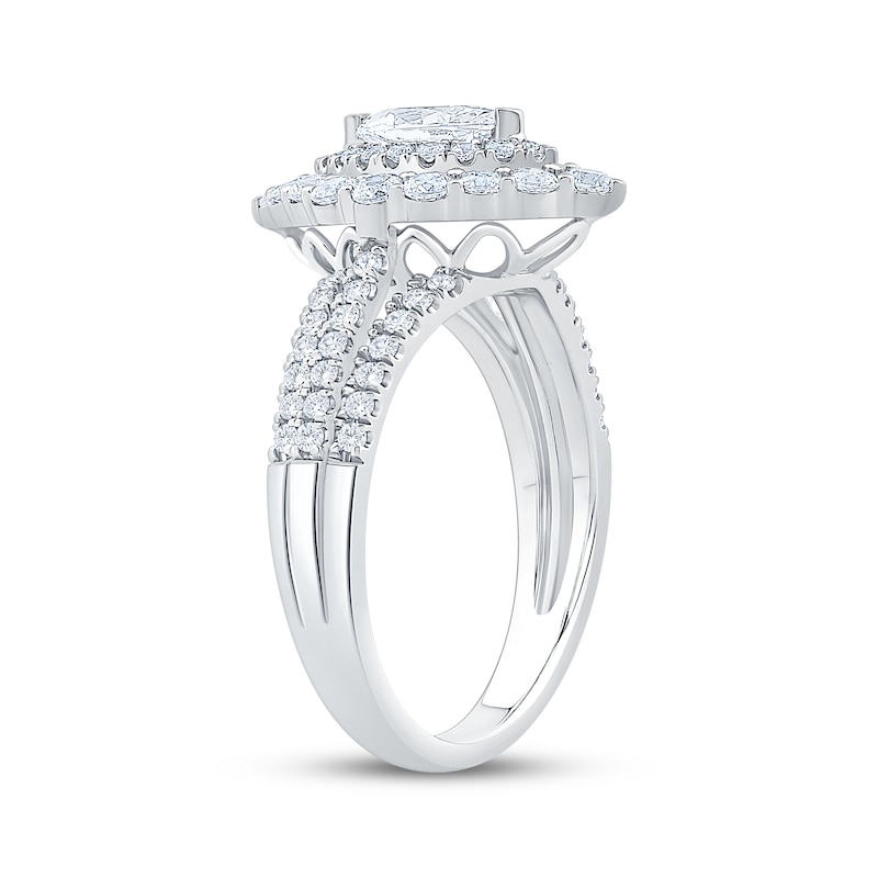 Main Image 2 of Now + Forever Marquise-Cut Diamond Double Halo Engagement Ring 1-1/2 ct tw 14K White Gold
