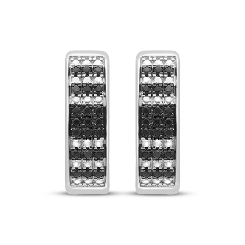 Main Image 2 of Black Diamond Huggie Hoop Earrings 1/4 ct tw Sterling Silver