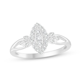 Multi-Diamond Marquise Halo Promise Ring 1/5 ct tw Sterling Silver