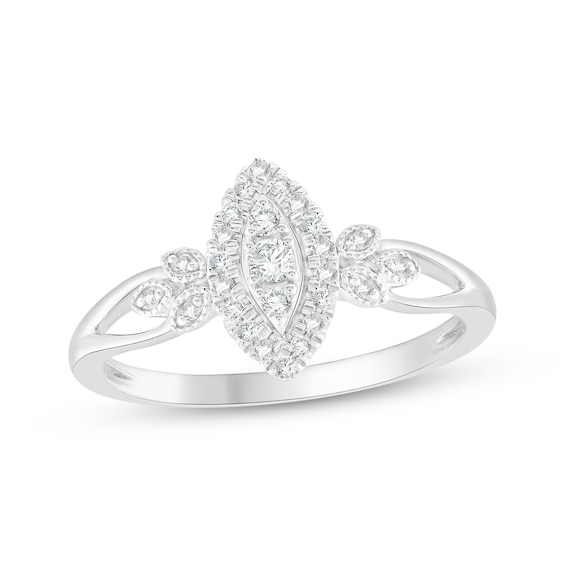 Multi-Diamond Marquise Halo Promise Ring 1/5 ct tw Sterling Silver