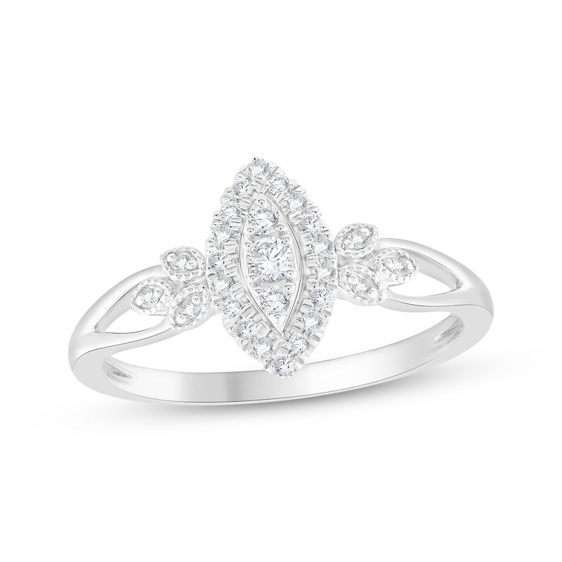 Main Image 1 of Multi-Diamond Marquise Halo Promise Ring 1/5 ct tw Sterling Silver
