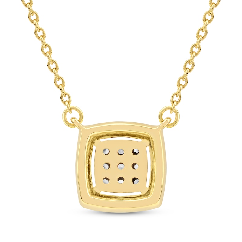 Main Image 3 of Multi-Diamond Cushion Halo Necklace 1/6 ct tw 10K Yellow Gold 18&quot;