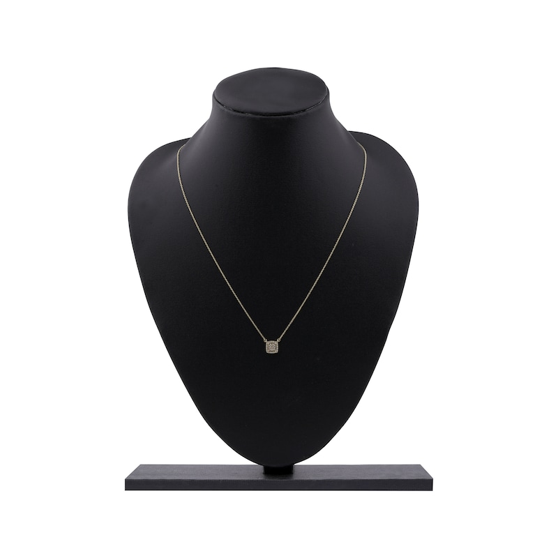 Main Image 6 of Multi-Diamond Cushion Halo Necklace 1/6 ct tw 10K Yellow Gold 18"
