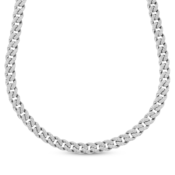 Men's Lab-Grown Diamond Curb Chain Necklace 2 ct tw 10K White Gold 20"
