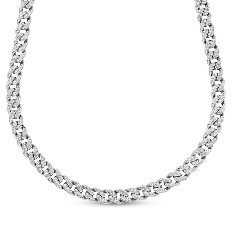 Main Image 1 of Men's Lab-Grown Diamond Curb Chain Necklace 2 ct tw 10K White Gold 20"