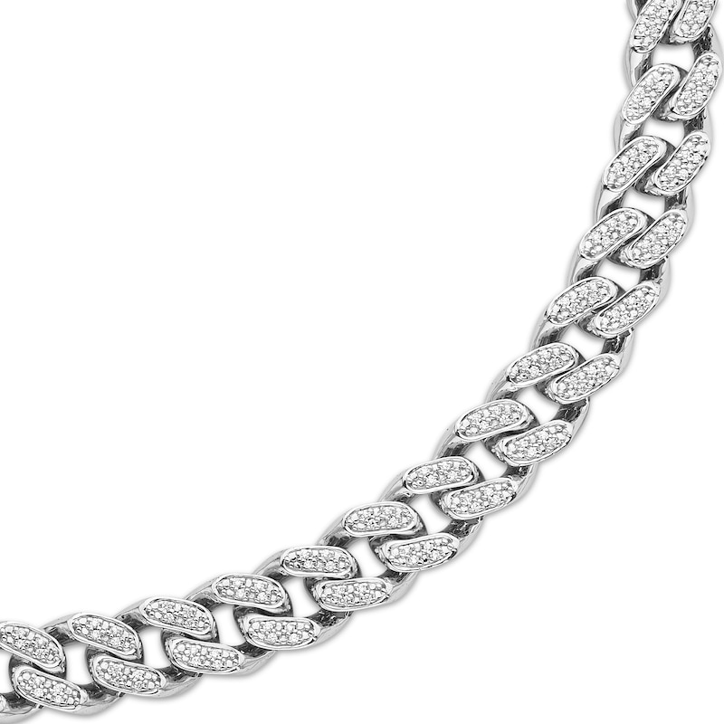 Main Image 2 of Men's Lab-Grown Diamond Curb Chain Necklace 2 ct tw 10K White Gold 20"