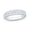 Thumbnail Image 1 of Now + Forever Baguette & Round-Cut Diamond Two-Row Anniversary Ring 3/8 ct tw 10K White Gold