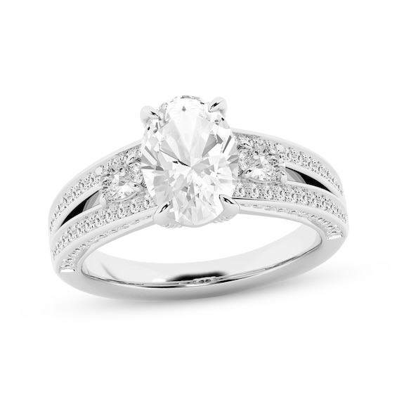 Memories Moments Magic Oval-Cut Lab-Grown Diamond Three-Stone Engagement Ring 2-3/4 ct tw 14K White Gold