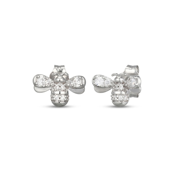 Diamond Bee Stud Earrings 1/6 ct tw Sterling Silver