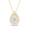 Thumbnail Image 1 of KAY Lab-Grown Diamonds Pear-Shaped Halo Necklace 1 ct tw 10K Yellow Gold 18"