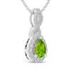 Thumbnail Image 2 of Pear-Shaped Peridot & White Lab-Created Sapphire Drop Necklace Sterling Silver 18"