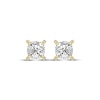Thumbnail Image 2 of Cushion-Cut White Lab-Created Sapphire & Diamond Accent Stud Earrings 10K Yellow Gold