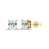 Thumbnail Image 1 of Cushion-Cut Aquamarine & Diamond Accent Stud Earrings 10K Yellow Gold