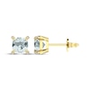 Thumbnail Image 3 of Cushion-Cut Aquamarine & Diamond Accent Stud Earrings 10K Yellow Gold