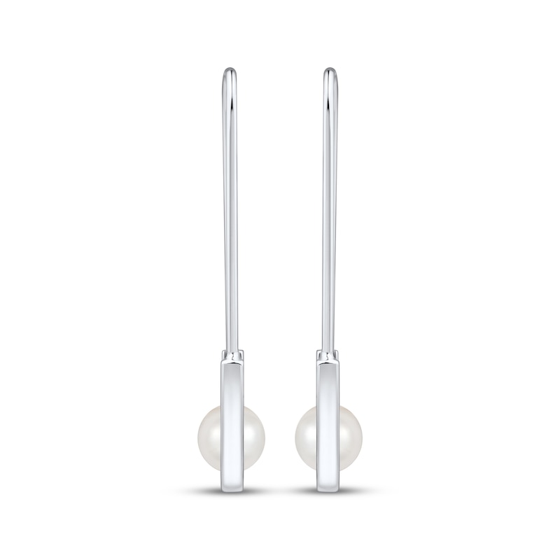 Main Image 2 of Cultured Pearl Safety Pin Drop Earrings Sterling Silver