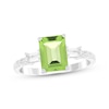 Thumbnail Image 1 of Emerald-Cut Peridot & White Lab-Created Sapphire Ring Sterling Silver