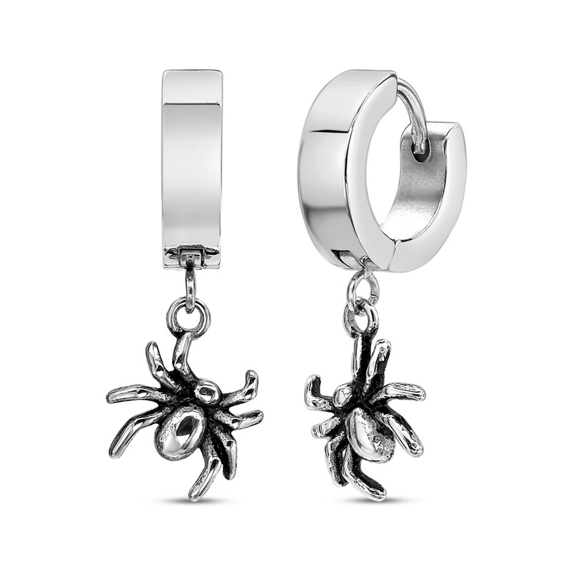 Main Image 1 of Men's Spider Dangle Hoop Earrings Stainless Steel
