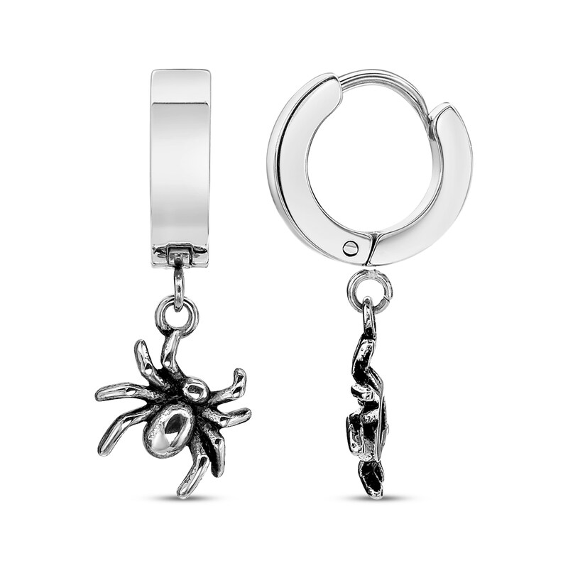 Main Image 3 of Men's Spider Dangle Hoop Earrings Stainless Steel