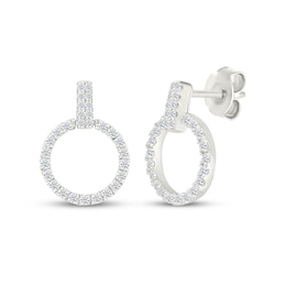 Diamond Doorknocker Earrings 1/4 ct tw 10K White Gold