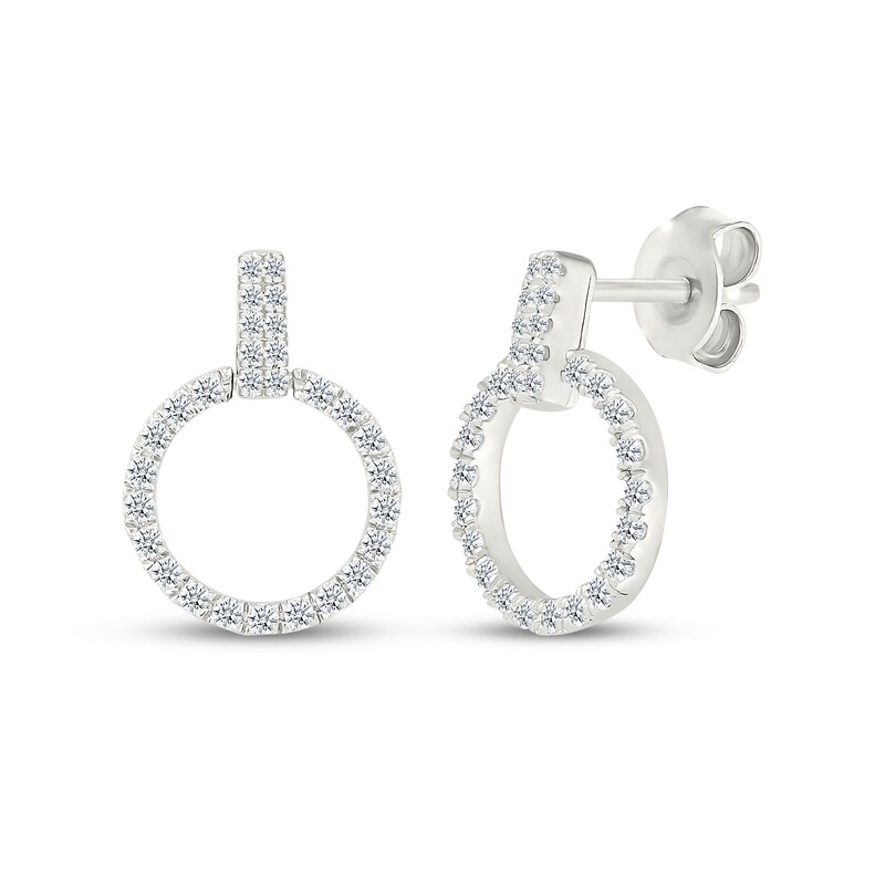 Main Image 1 of Diamond Doorknocker Earrings 1/4 ct tw 10K White Gold