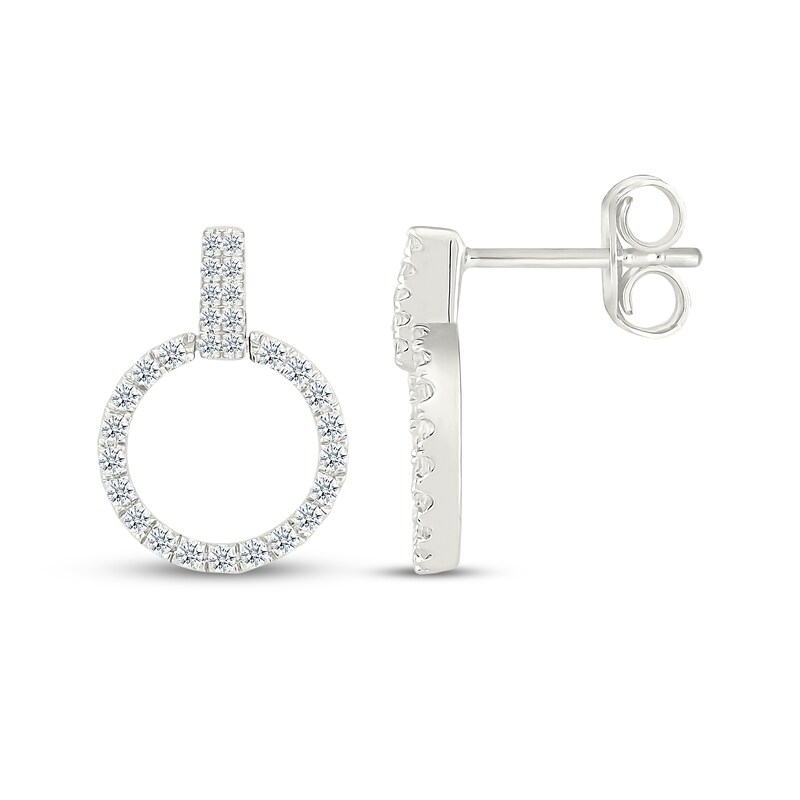 Main Image 3 of Diamond Doorknocker Earrings 1/4 ct tw 10K White Gold