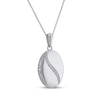 Thumbnail Image 2 of Diamond Oval Locket Necklace 1/10 ct tw Sterling Silver 18"