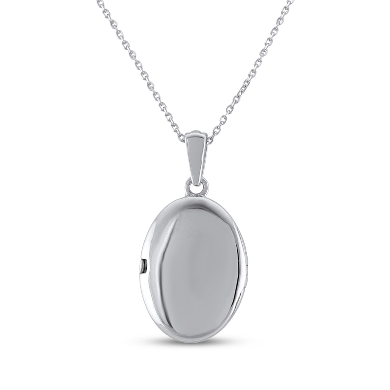 Main Image 3 of Diamond Oval Locket Necklace 1/10 ct tw Sterling Silver 18"