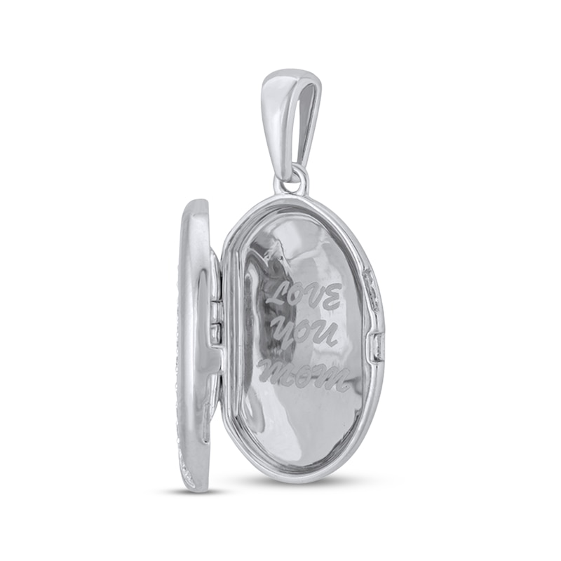 Main Image 5 of Diamond Oval Locket Necklace 1/10 ct tw Sterling Silver 18"