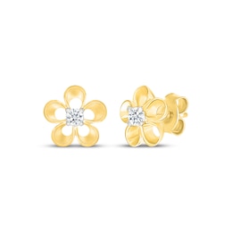 Diamond Flower Mini Stud Earrings 1/8 ct tw 10K Yellow Gold