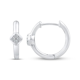 Diamond Huggie Hoop Earrings 1/20 ct tw Sterling Silver