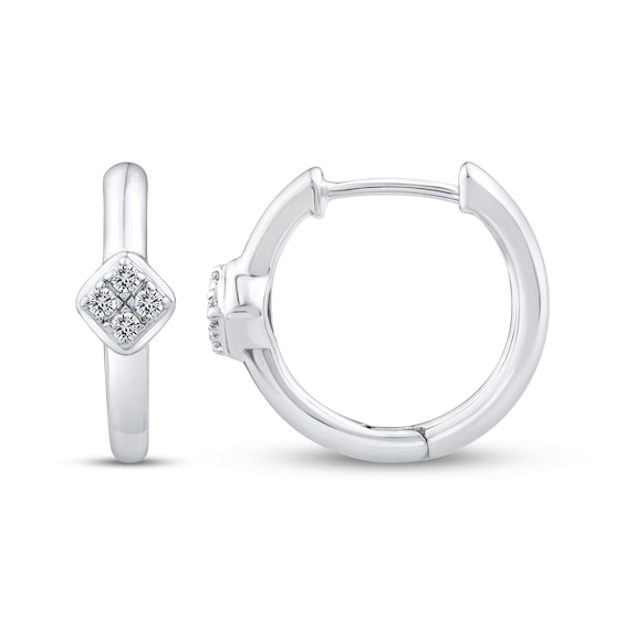 Diamond Huggie Hoop Earrings 1/20 ct tw Sterling Silver