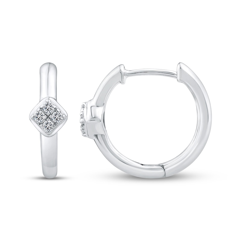 Main Image 1 of Diamond Huggie Hoop Earrings 1/20 ct tw Sterling Silver
