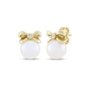 Thumbnail Image 1 of Cultured Pearl & Diamond Accent Bow Stud Earrings 10K Yellow Gold