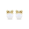 Thumbnail Image 2 of Cultured Pearl & Diamond Accent Bow Stud Earrings 10K Yellow Gold