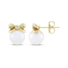 Thumbnail Image 3 of Cultured Pearl & Diamond Accent Bow Stud Earrings 10K Yellow Gold