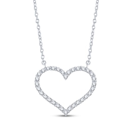 Diamond Heart Outline Necklace 1/4 ct tw 10K White Gold 18"