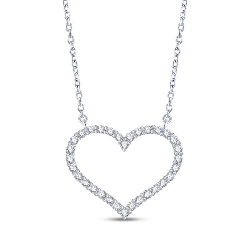 Main Image 1 of Diamond Heart Outline Necklace 1/4 ct tw 10K White Gold 18"