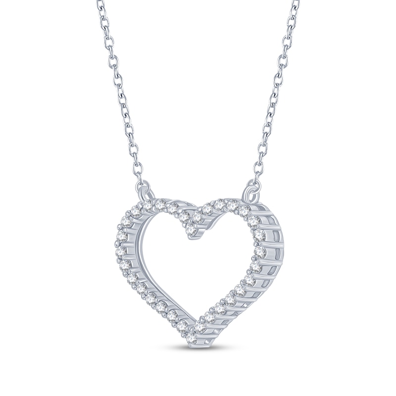 Main Image 2 of Diamond Heart Outline Necklace 1/4 ct tw 10K White Gold 18"