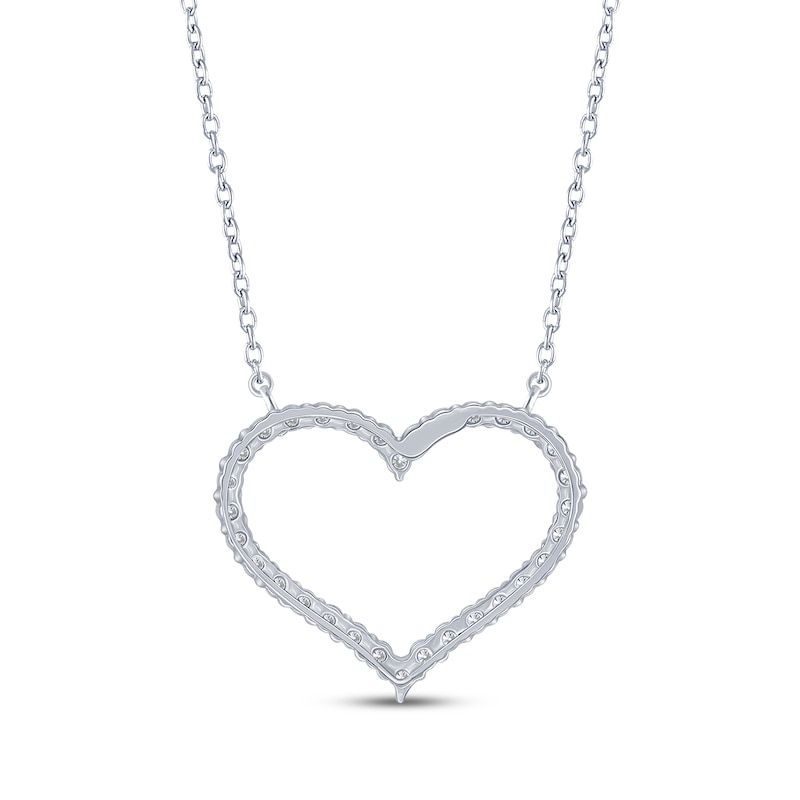 Main Image 3 of Diamond Heart Outline Necklace 1/4 ct tw 10K White Gold 18"