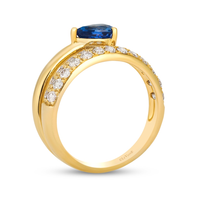 Main Image 3 of Le Vian Pear-Shaped Blue Sapphire Ring 3/4 ct tw Diamonds 14K Honey Gold