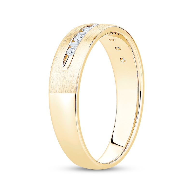 Main Image 2 of Now + Forever Men's Baguette & Round-Cut Diamond Wedding Band 1/4 ct tw 10K Yellow Gold